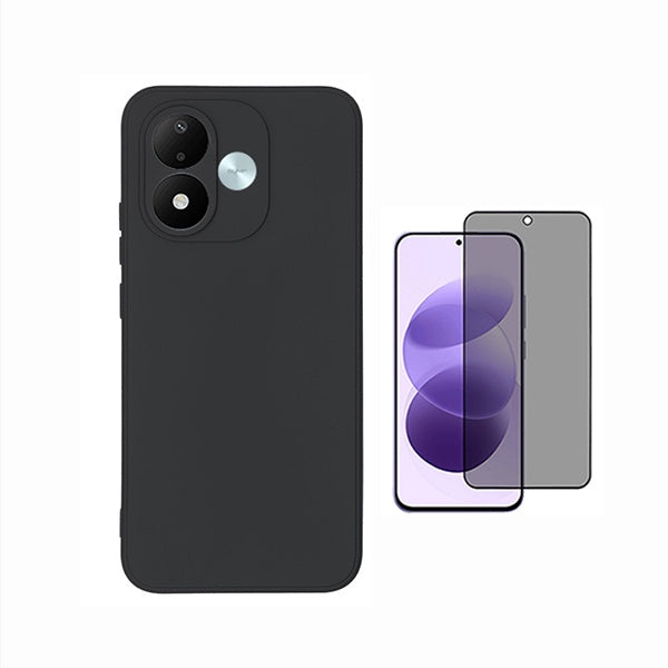 Kit Película de Vidro Temperado Privacidade + Capa Proteção Silicone GIFT4ME Para Xiaomi Redmi Note 17 4G - Preto