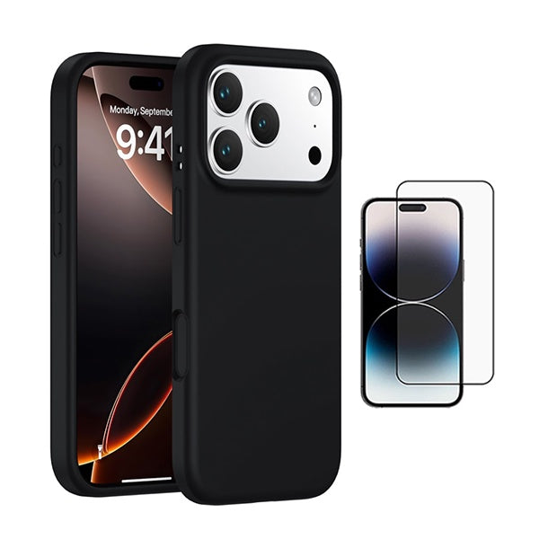 Kit Película de Vidro Temperado Gorilasglass + Capa Proteção Silicone GIFT4ME Para Apple iPhone 17 Pro Max - Preto