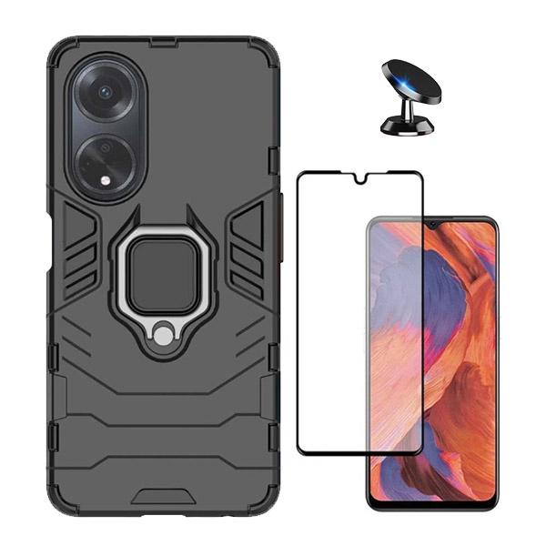 Kit Película de Vidro Temperado GOrilasGlass + Capa de Proteção Militar Magnética + Suporte Magnético GIFT4ME para Oppo A18 - Preto