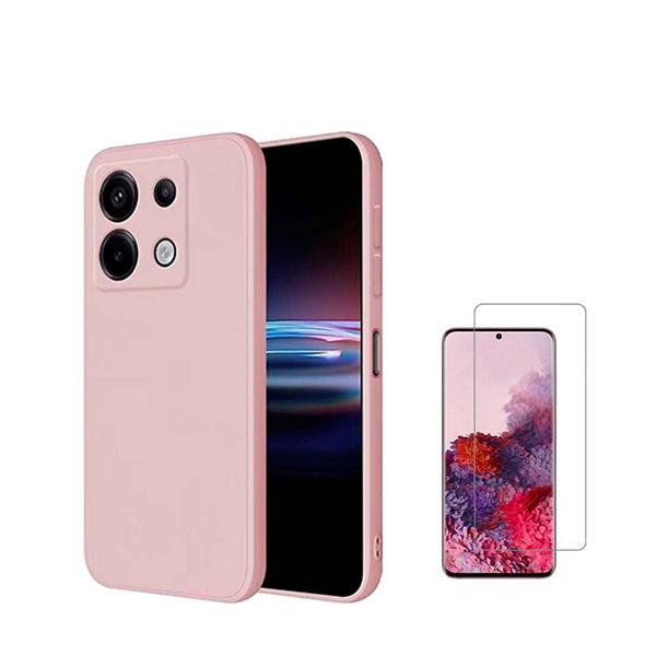 Kit Vidro Temperado Cleargorilasglass + Capa Proteção Traseira Silicone GIFT4ME Compativel Com Xiaomi Redmi Note 13 Pro 4G - Rosa