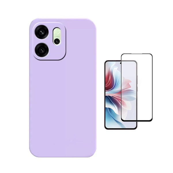 Kit Película de Vidro Temperado Gorilasglass + Capa Proteção Silicone GIFT4ME Para Oppo Reno14 FS 5G - Roxo