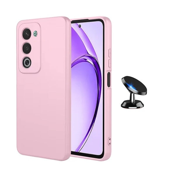 Kit Suporte Magnético + Capa Proteção Silicone GIFT4ME Para Oppo A5 5G - Rosa
