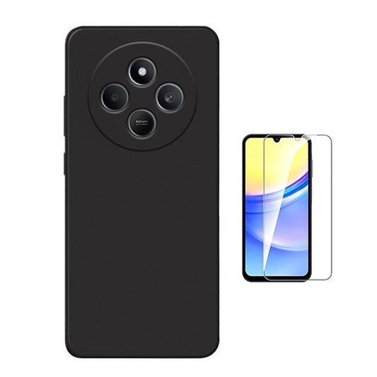 Kit Vidro Temperado Cleargorilasglass + Capa Proteção Silicone Gift4Me Para Xiaomi Redmi 14C 5G - Preto