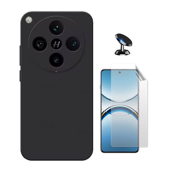 Kit Película Protectora de Hydrogel Frente + Capa Proteção Silicone + Suporte Magnético Gift4Me Para Oppo Find X8 Pro - Preto