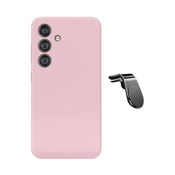 Kit Suporte de Carro Magnético L + Capa Proteção Silicone GIFT4ME Para Samsung Galaxy A17 5G - Rosa
