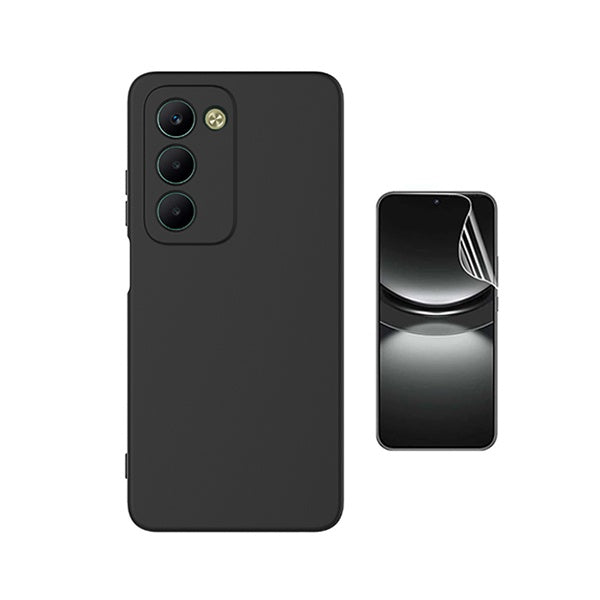 Kit Película Protectora de Hydrogel Frente + Capa Proteção Silicone GIFT4ME Para Xiaomi Redmi 15 4G - Preto