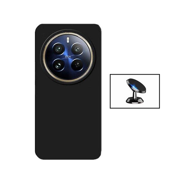 Kit Suporte Magnético + Capa Proteção Traseira Silicone GIFT4ME para Realme 12 Pro 5G - Preto