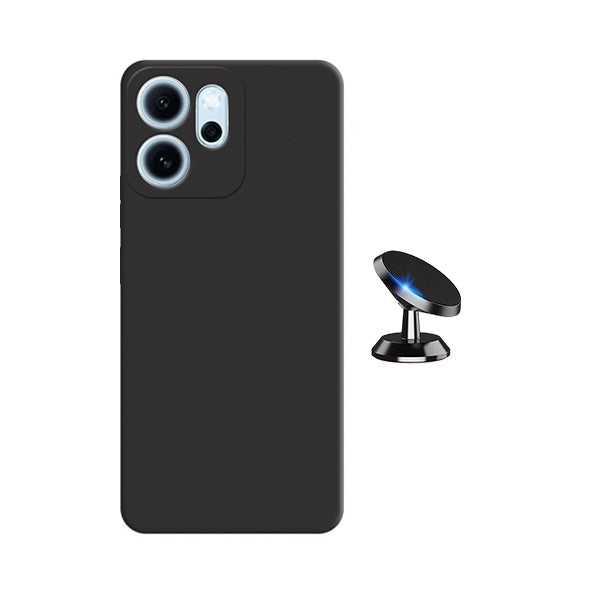Kit Suporte Magnético + Capa Proteção Silicone GIFT4ME Para Oppo Reno14 F 5G - Preto