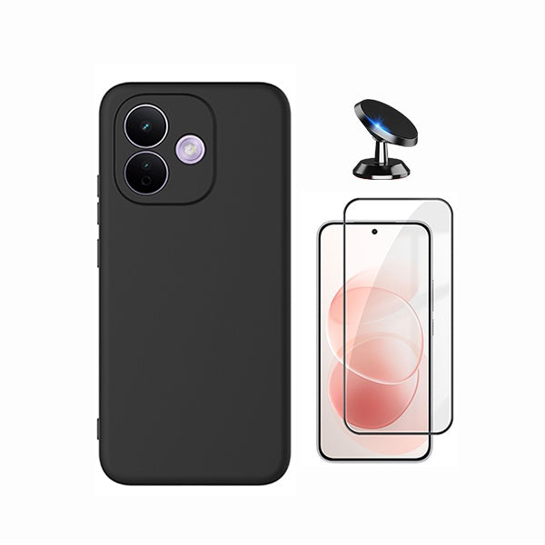Kit Película de Vidro Temperado Gorilasglass + Capa Proteção Silicone + Suporte Magnético GIFT4ME Para Xiaomi Redmi Note 17 Pro 5G - Preto