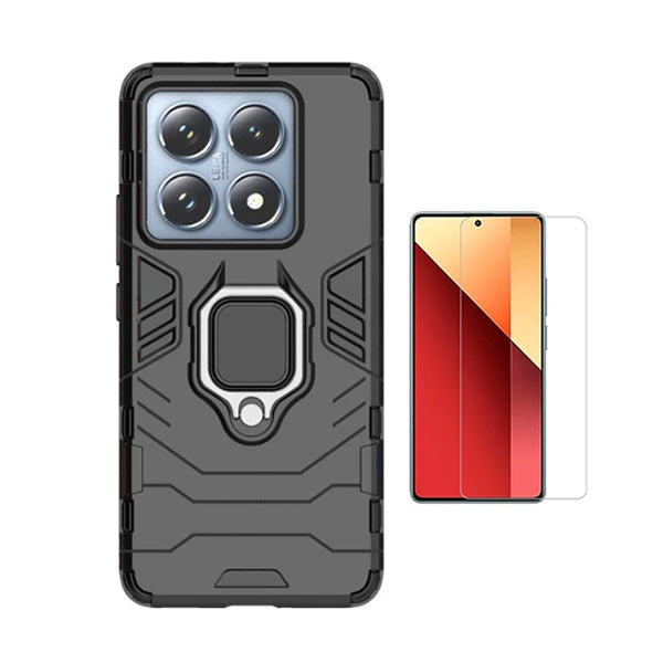 Kit Vidro Temperado Cleargorilasglass + Capa de Proteção Militar Magnética Gift4Me Para Xiaomi 14T - Preto