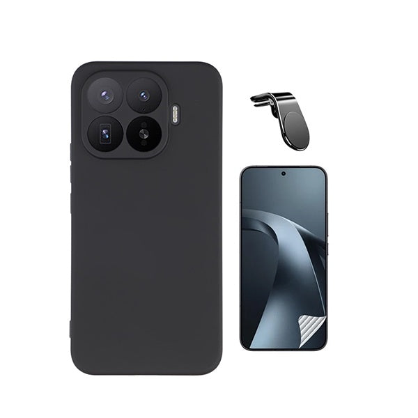 Kit Película Protectora de Hydrogel Frente + Capa Proteção Silicone + Suporte Magnético L GIFT4ME Para Xiaomi 17T Pro 5G - Preto