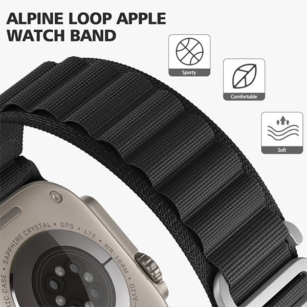Bracelete Poliéster Alpine M (Pulso de 145mm a 190mm) GIFT4ME Para Coros Apex 2 Pro - Preto