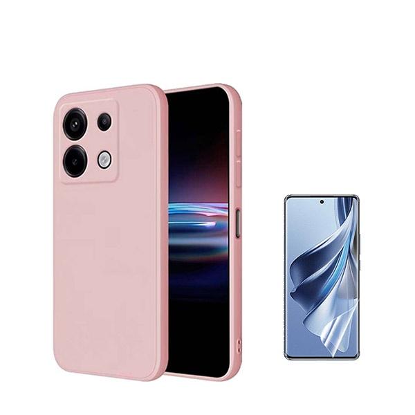 Kit Película Protectora de Hydrogel Frente + Capa Proteção Traseira Silicone GIFT4ME Compativel Com Xiaomi Redmi Note 13 Pro 4G - Rosa