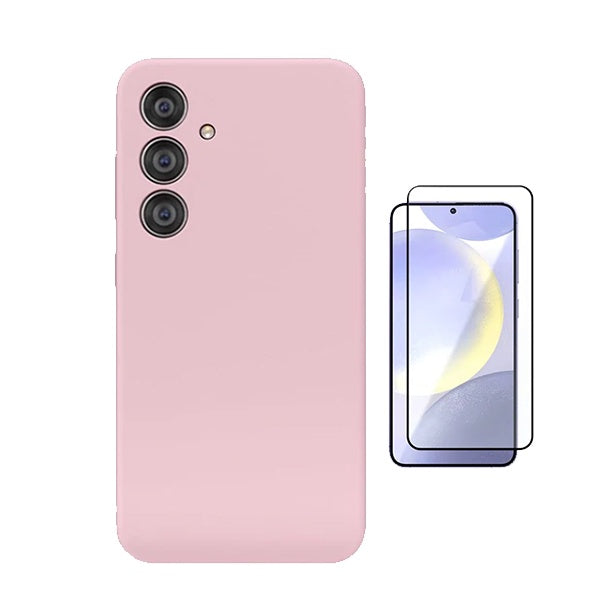 Kit Película de Vidro Temperado Gorilasglass + Capa Proteção Silicone Gift4Me Para Samsung Galaxy S25 + Plus - Rosa