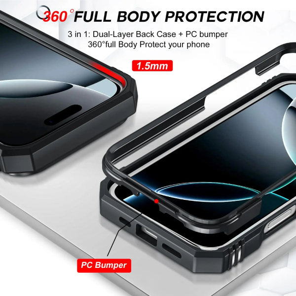 Kit Película Protectora de Hydrogel Frente + Capa de Proteção Militar Magnética Janela + Suporte Magnético GIFT4ME Para Apple iPhone 17 Pro - Preto