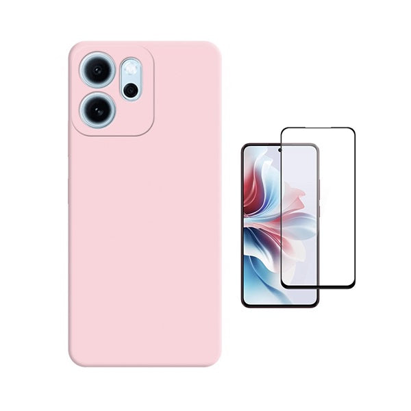 Kit Película de Vidro Temperado Gorilasglass + Capa Proteção Silicone GIFT4ME Para Oppo Reno14 F 5G - Rosa