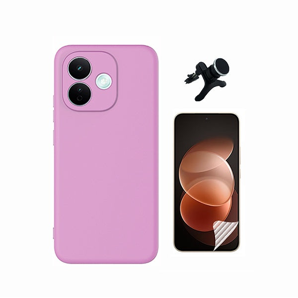 Kit Película Protectora de Hydrogel Frente + Capa Proteção Silicone + Suporte Reforçado de Carro GIFT4ME Para Xiaomi Redmi Note 17 Pro 5G - Rosa