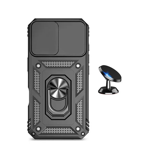 Kit Suporte Magnético + Capa de Proteção Militar Magnética Janela Deslizante GIFT4ME Para Apple iPhone 17 Pro - Preto