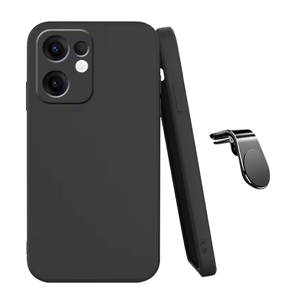 Kit Suporte de Carro Magnético L + Capa Proteção Silicone GIFT4ME Para Oppo Reno13 F 4G - Preto
