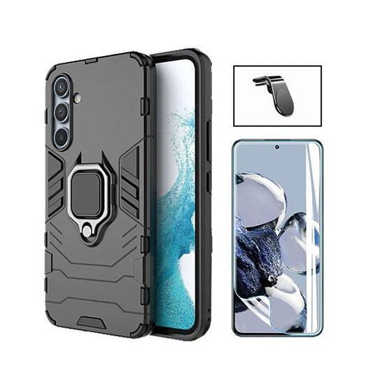 Kit Película ProtectOra de Hydrogel Frente + Capa de Proteção Militar Magnética + Suporte Magnético L GIFT4ME para Samsung Galaxy S24+ Plus 5G - Preto