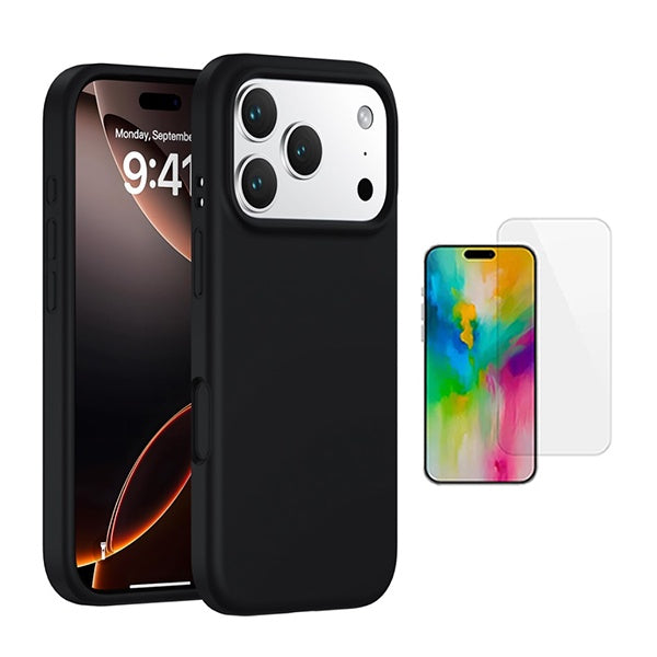 Kit Vidro Temperado Cleargorilasglass + Capa Proteção Silicone GIFT4ME Para Apple iPhone 17 Pro Max - Preto