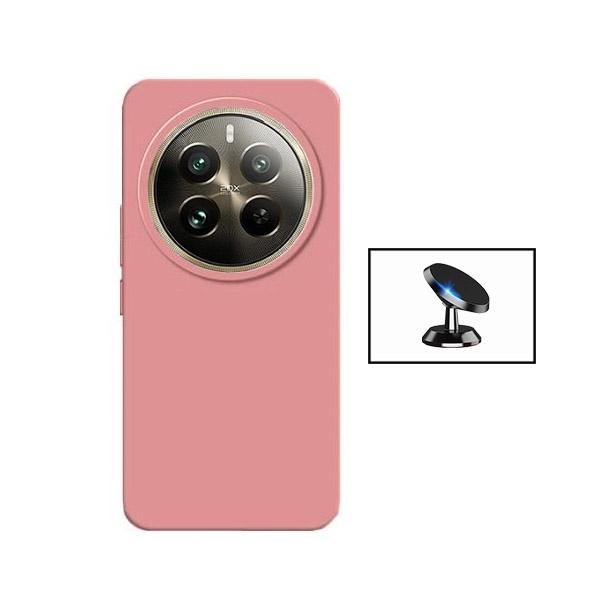 Kit Suporte Magnético + Capa Proteção Traseira Silicone GIFT4ME para Realme 12 Pro 5G - Rosa