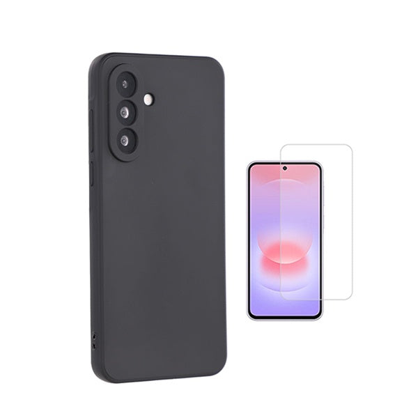 Kit Vidro Temperado Cleargorilasglass + Capa Proteção Silicone GIFT4ME Para Samsung Galaxy A27 5G - Preto