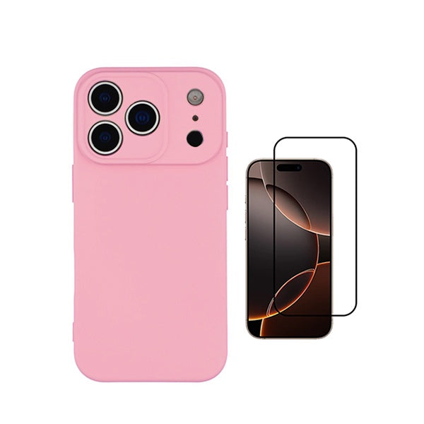Kit Película de Vidro Temperado Gorilasglass + Capa Proteção Silicone GIFT4ME Para Apple iPhone 18 Pro - Rosa