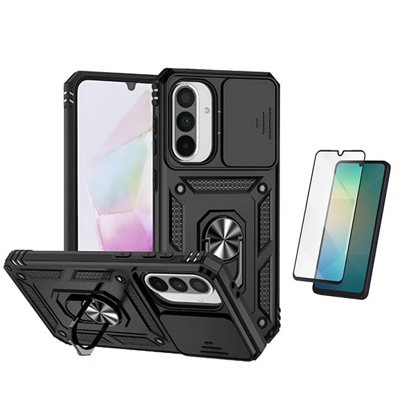 Kit Película de Vidro Temperado Gorilasglass + Capa de Proteção Militar Magnética Janela GIFT4ME Para Samsung Galaxy A17 5G - Preto