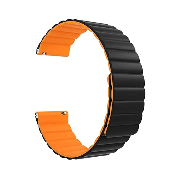 Bracelete Silicone Ondulada Magnética Gift4Me Para Garmin Vivomove 3 - 44mm - Preto/Laranja