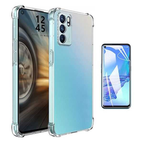 Kit Capa Traseira Super Proteção + Película de Hydrogel Frente Transparente Gift4Me Para Oppo Reno6 - Transparente