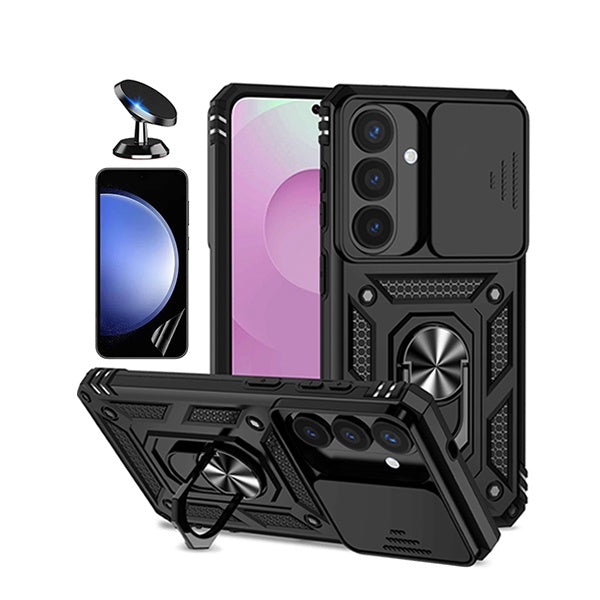 Kit Película Protectora de Hydrogel Frente + Capa de Proteção Militar Magnética Janela + Suporte Magnético GIFT4ME Para Samsung Galaxy S26 + Plus - Preto