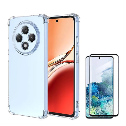 Kit Capa Traseira Super Proteção Transparente + Película de Vidro Temperado Gorilasglass GIFT4ME Compativel Com Oppo Reno12 F 4G - Transparente