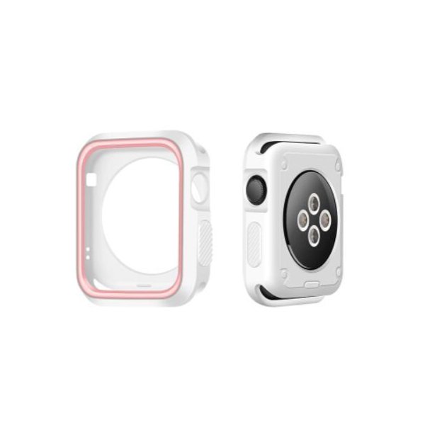 Capa de Proteção Reforçada para Apple Watch SE 3 - 44mm - Branco / Rosa