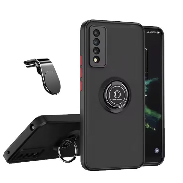 Kit Capa Anti-Impacto Clear com Anel + Suporte Magnético L GIFT4ME Para Samsung Galaxy A70s - Transparente/Preto