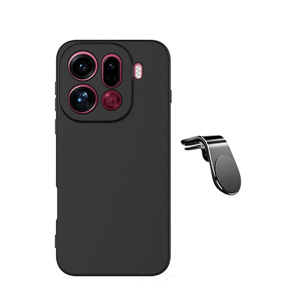Kit Suporte de Carro Magnético L + Capa Proteção Silicone GIFT4ME Para Oppo Find X9 Pro - Preto