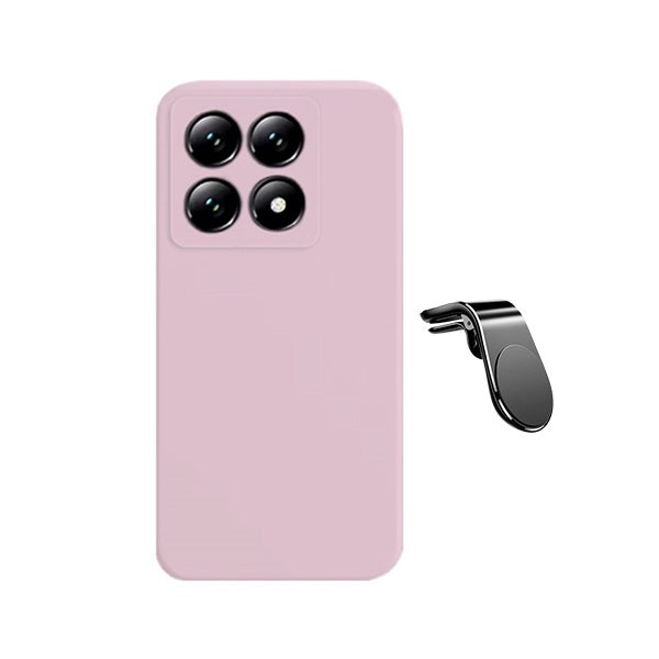 Kit Suporte de Carro Magnético L + Capa Proteção Silicone GIFT4ME Para Xiaomi 15T 5G - Rosa