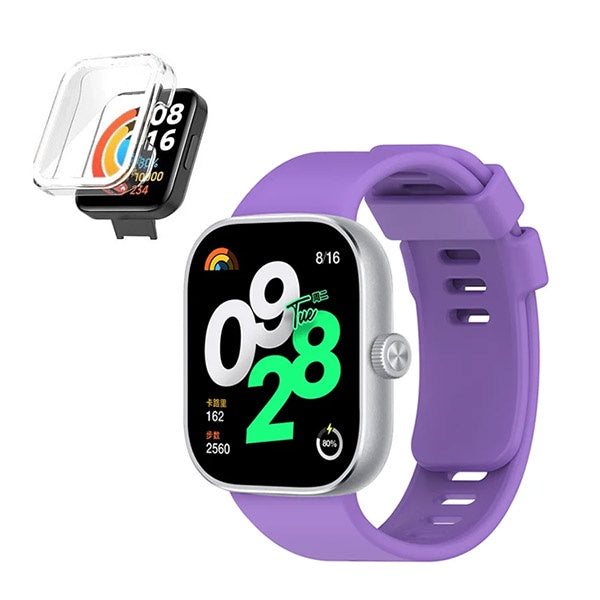 Kit Capa de Proteção + Bracelete Silicone GIFT4ME Compativel Com Xiaomi Redmi Watch 4 - Roxo