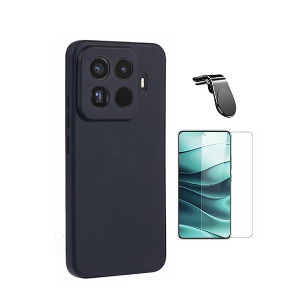 Kit Vidro Temperado Cleargorilasglass + Capa Proteção Silicone + Suporte Magnético L GIFT4ME Para Xiaomi 15T Pro 5G - Preto
