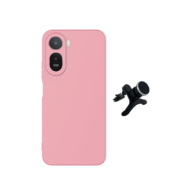 Kit Suporte Magnético Com Pernas + Capa Proteção Silicone GIFT4ME Para Xiaomi Redmi A7 Pro - Rosa