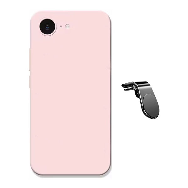 Kit Suporte de Carro Magnético L + Capa Proteção Silicone GIFT4ME Para Apple iPhone 16e - Rosa