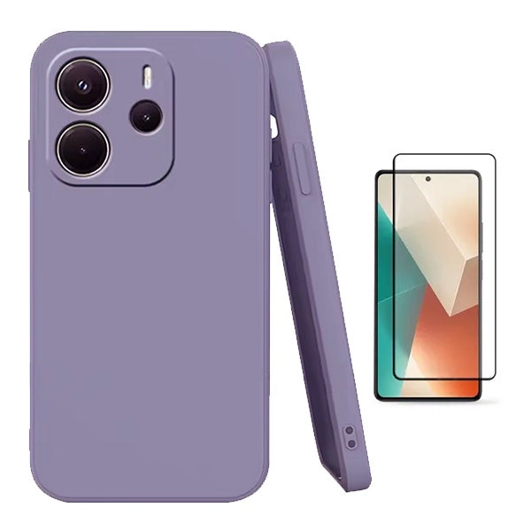 Kit Película de Vidro Temperado Gorilasglass + Capa Proteção Silicone GIFT4ME Para Xiaomi Redmi Note 14 5G - Roxo