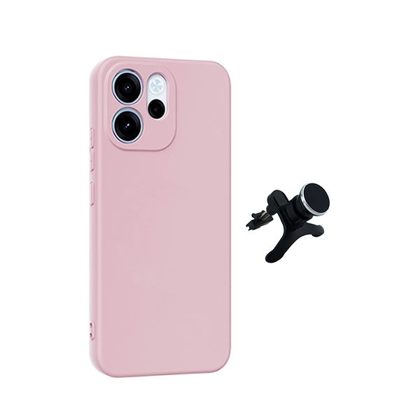 Kit Suporte Magnético Com Pernas + Capa Proteção Silicone GIFT4ME Para Oppo Reno15 FS - Rosa