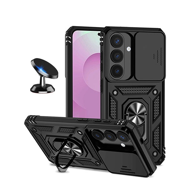Kit Suporte Magnético + Capa de Proteção Militar Magnética Janela Deslizante GIFT4ME Para Samsung Galaxy S26 - Preto