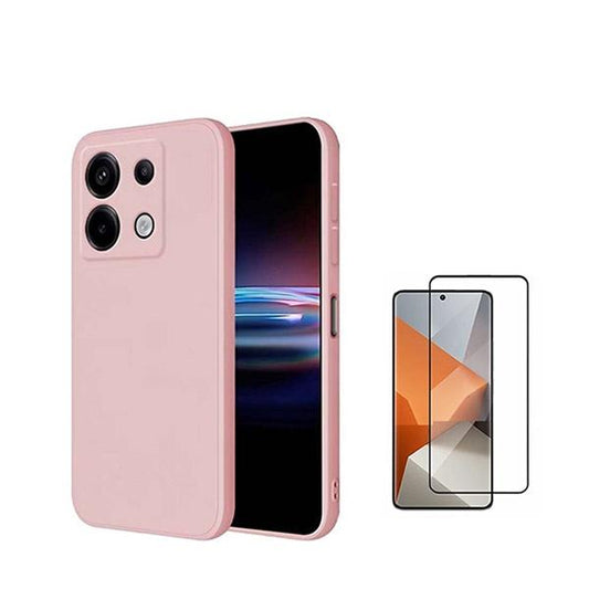 Kit Película de Vidro Temperado Gorilasglass + Capa Proteção Traseira Silicone GIFT4ME Compativel Com Xiaomi Redmi Note 13 Pro 4G - Rosa