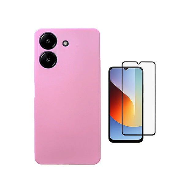 Kit Película de Vidro Temperado Gorilasglass + Capa Proteção Silicone GIFT4ME Para Xiaomi Redmi A7 4G - Rosa