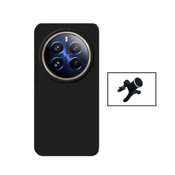 Kit Suporte Magnético Com Pernas + Capa Proteção Traseira Silicone GIFT4ME para Realme 12 Pro 5G - Preto