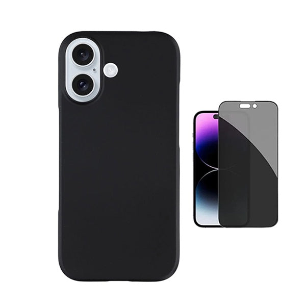 Kit Película de Vidro Temperado Privacidade + Capa Proteção Silicone GIFT4ME Para Apple iPhone 17 - Preto