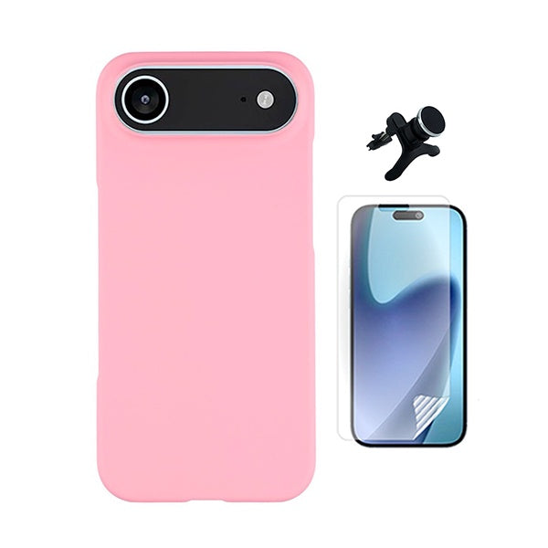 Kit Película Protectora de Hydrogel Frente + Capa Proteção Silicone + Suporte Reforçado de Carro GIFT4ME Para Apple iPhone 17 Air - Rosa