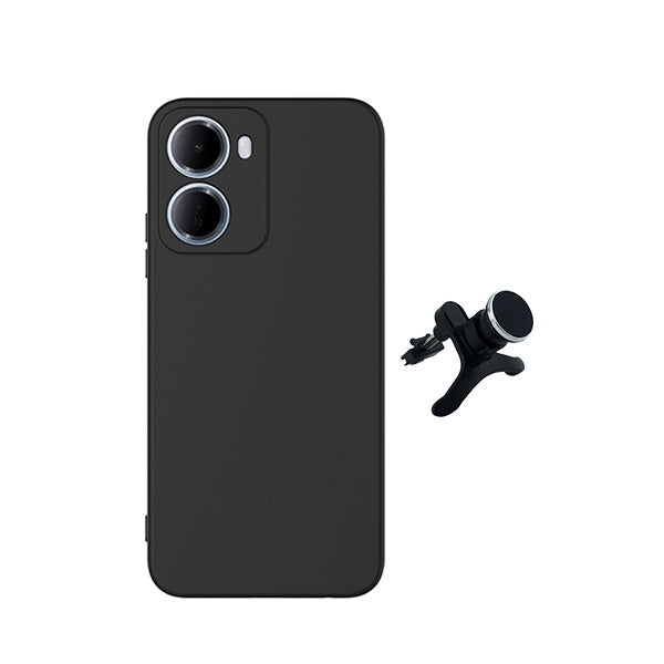 Kit Suporte Magnético Com Pernas + Capa Proteção Silicone GIFT4ME Para Xiaomi Redmi 15a - Preto
